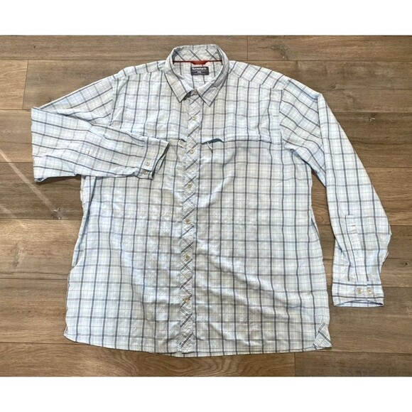 Simms Insect Shield Long Sleeve Mens XXL Zipper Pocket Button Up Fishing Shirt - Picture 1 of 8